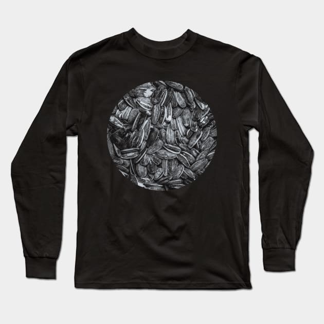 Sunflower Seeds Black and White Photo Circle Long Sleeve T-Shirt by love-fi